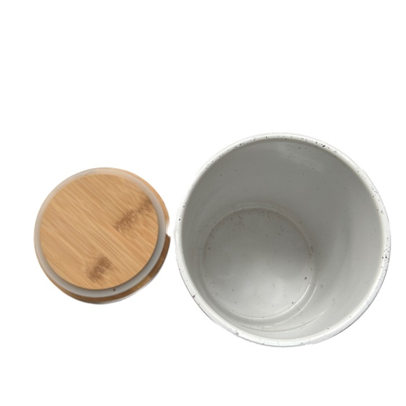 Sheffield Home Tea Canister Pottery Blue Gray Wood Lid 6" Tall Kitchen Storage - Picture 6 of 6